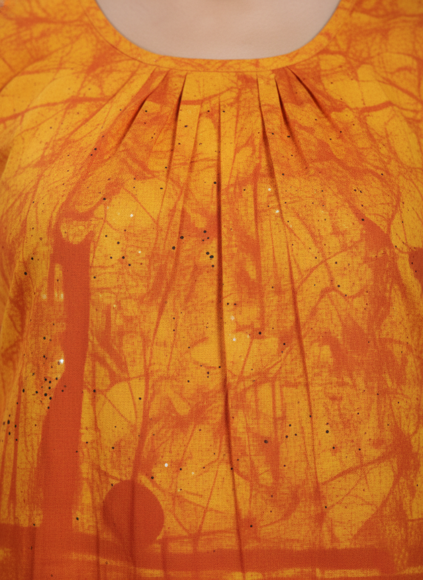 Daily Comfort Ankle-Length Cotton Nighty – Orange Floral Print 14