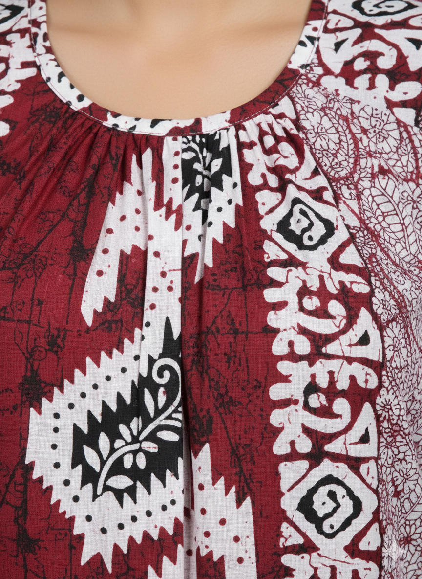 Daily Comfort Ankle-Length Cotton Nighty – Maroon Floral Print 9