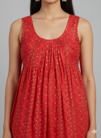 Daily Comfort Ankle-Length Cotton Nighty – Red Floral Print 35