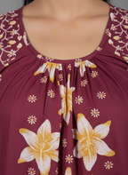 Daily Comfort Ankle-Length Cotton Nighty – Maroon Floral Print 8