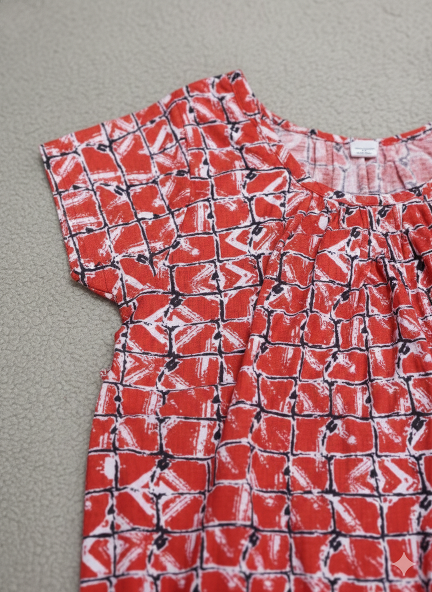 Daily Comfort Ankle-Length Cotton Nighty – Red Floral Print 29