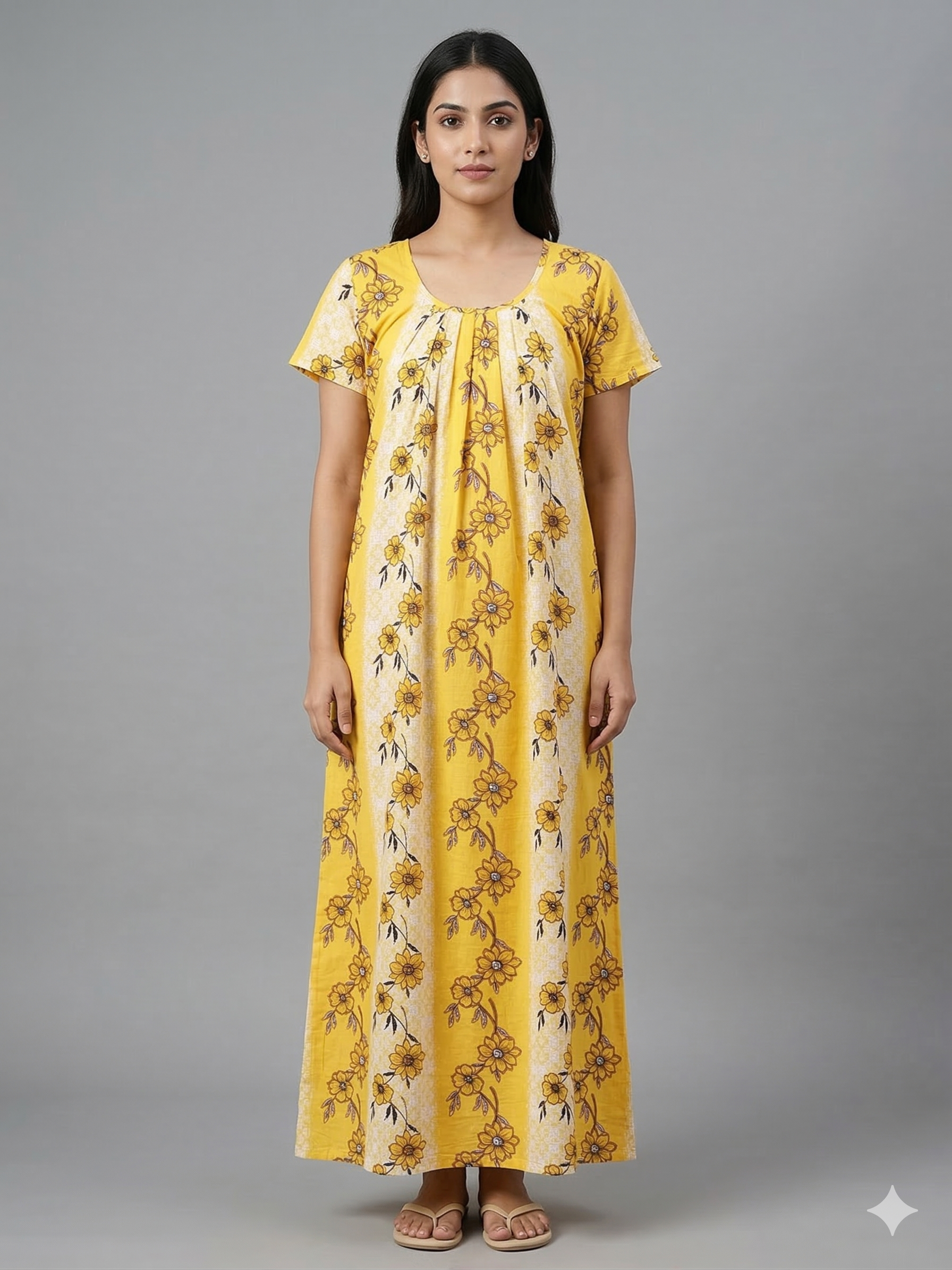 Bold Contrast Combo – Dark Pink, Yellowish Orange & Light Yellow Cotton Nighty Combo (Pack of 3)