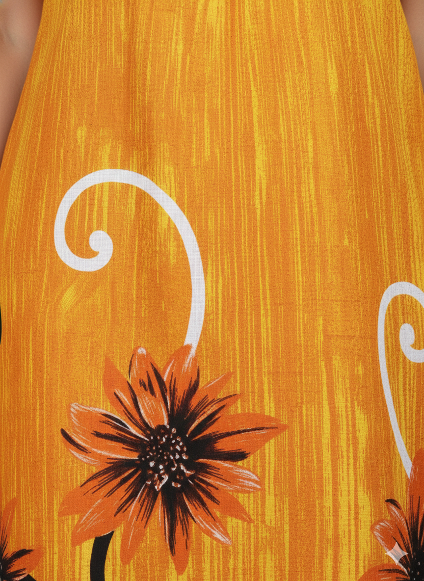 Daily Comfort Ankle-Length Cotton Nighty – Orange Floral Print 10