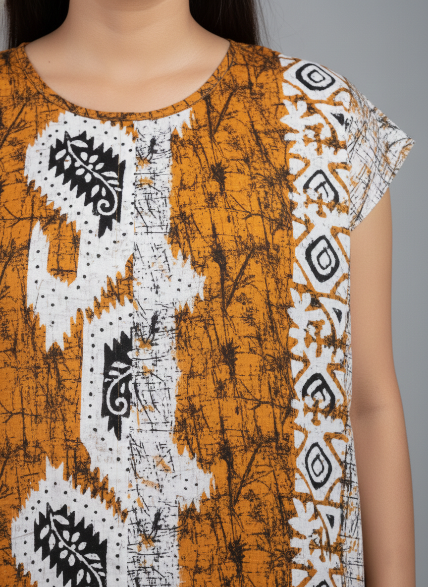 Yellow Pure Cotton Nighty | Free Size | Limited Edition Design | Print 6
