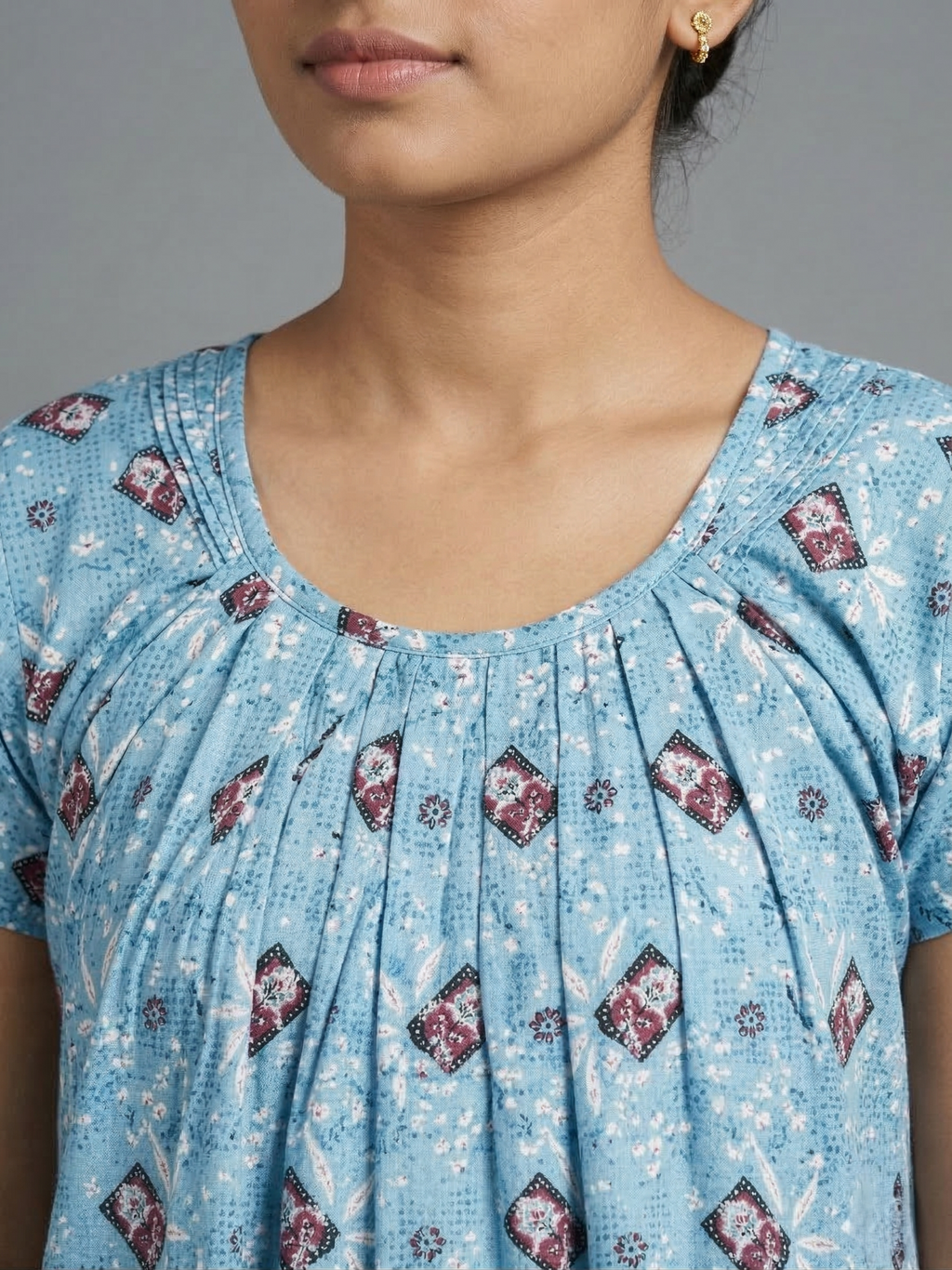 Teal Green Pure Cotton Nighty | Free Size | Limited Edition Design | Print 4