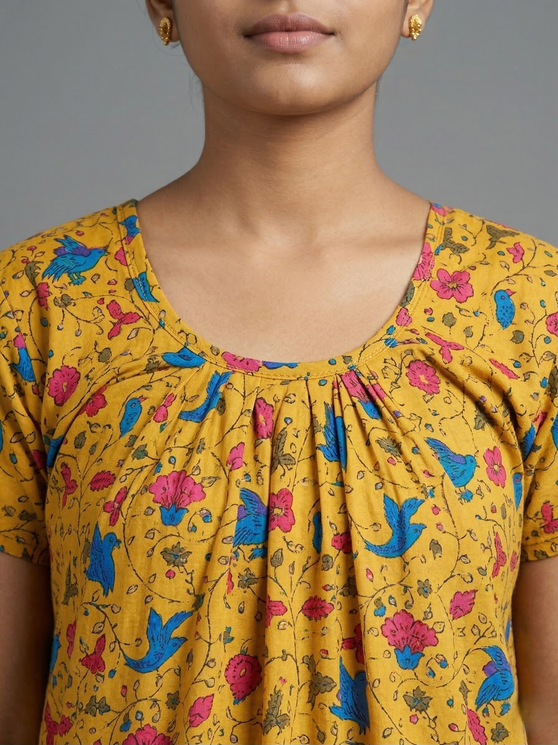 Yellow Pure Cotton Nighty | Free Size | Limited Edition Design | Print 7