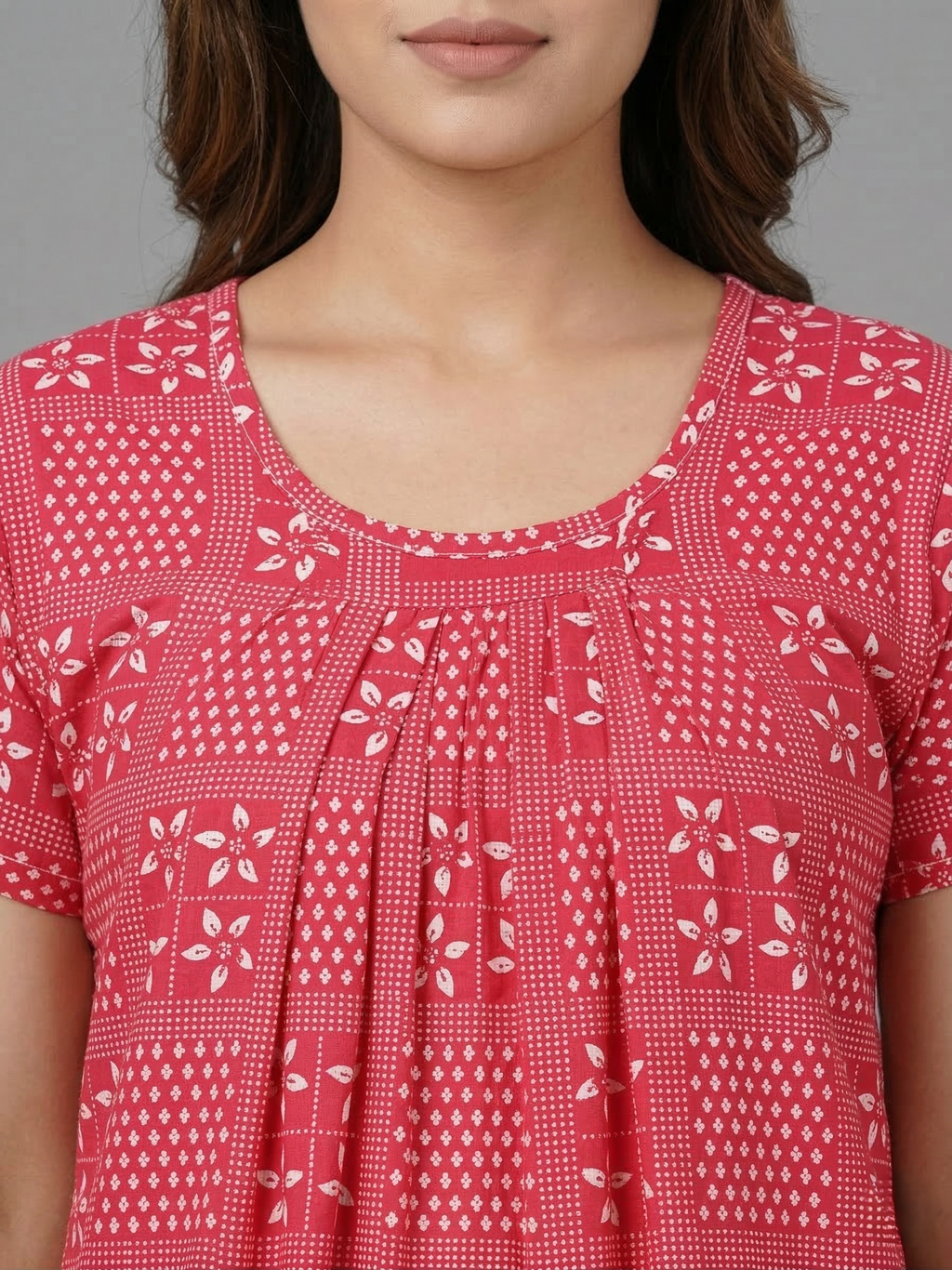 Pink Pure Cotton Nighty | Free Size | Limited Edition Design | Print 4