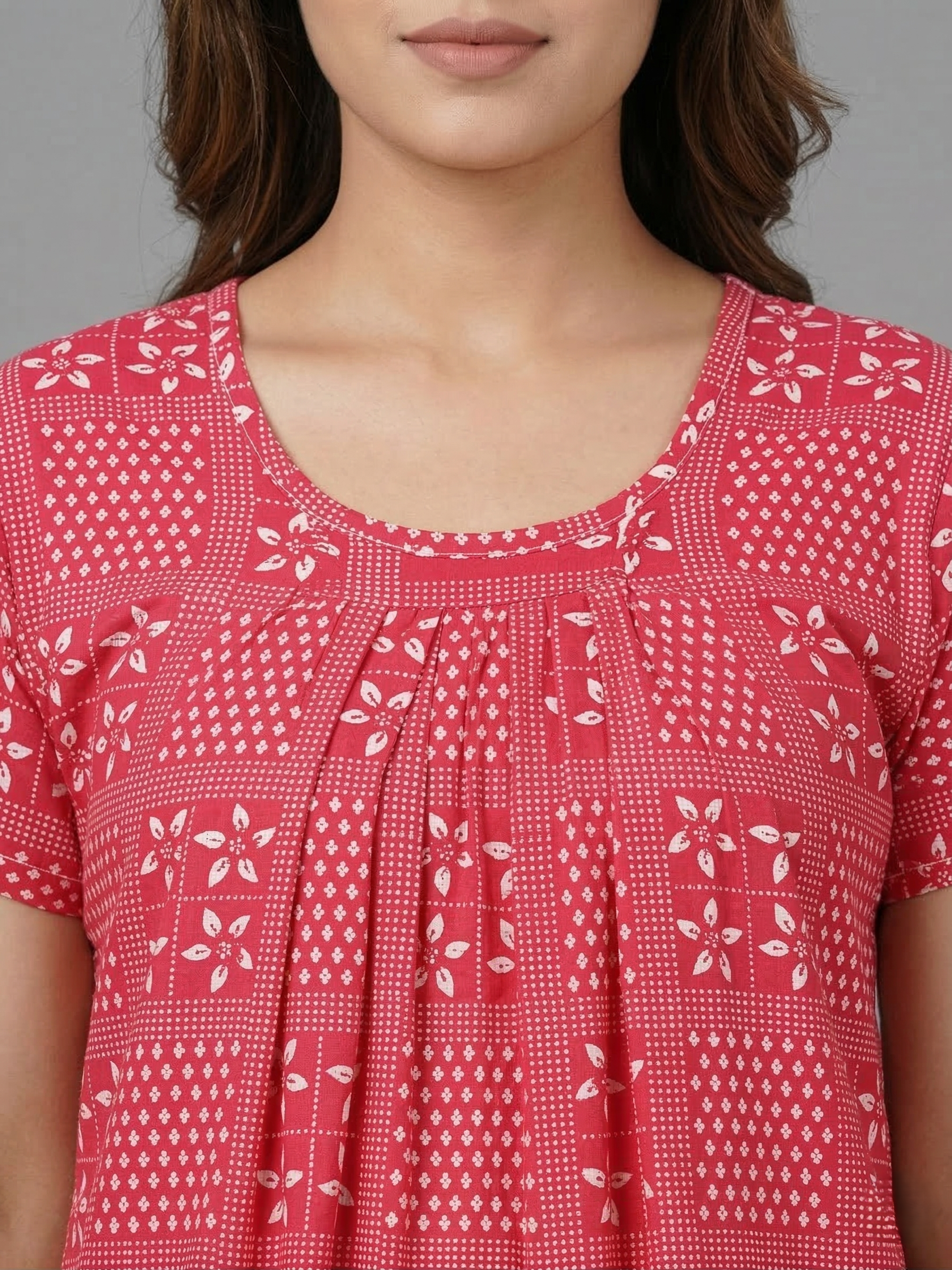 Pink Pure Cotton Nighty | Free Size | Limited Edition Design | Print 4