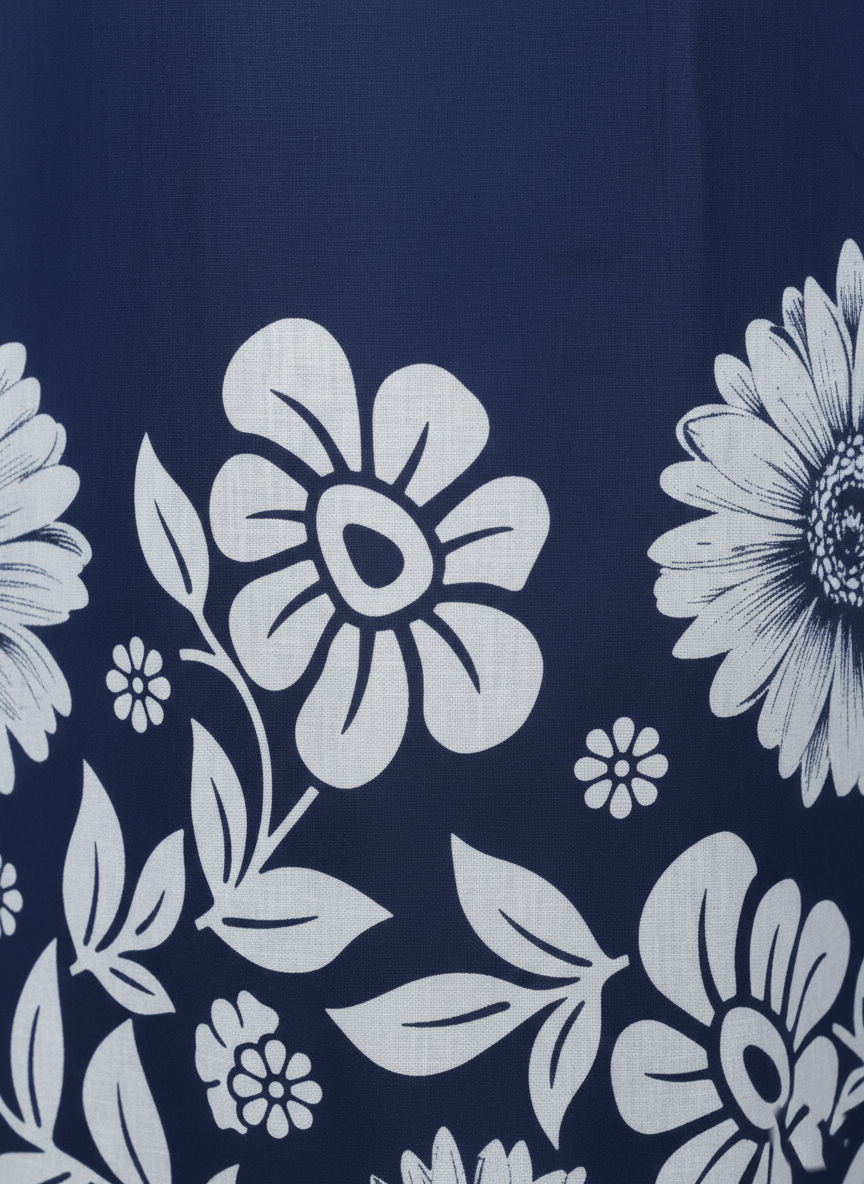 Daily Comfort Ankle-Length Cotton Nighty – Blue Floral Print 5