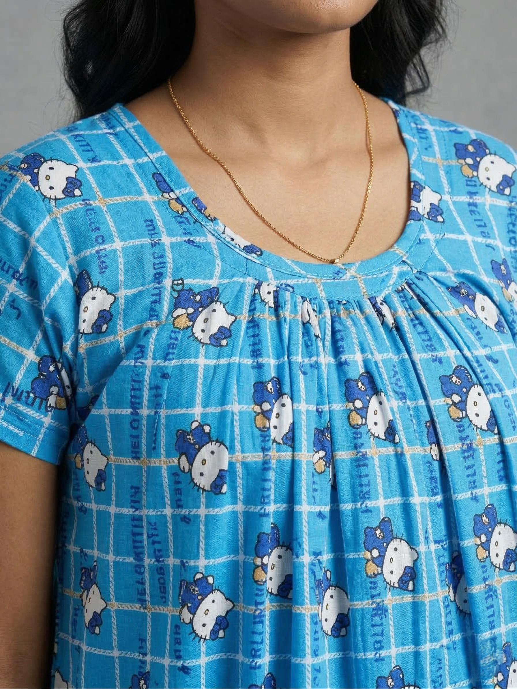 Sky Blue Pure Cotton Nighty | Free Size | Limited Edition Design | Print 5