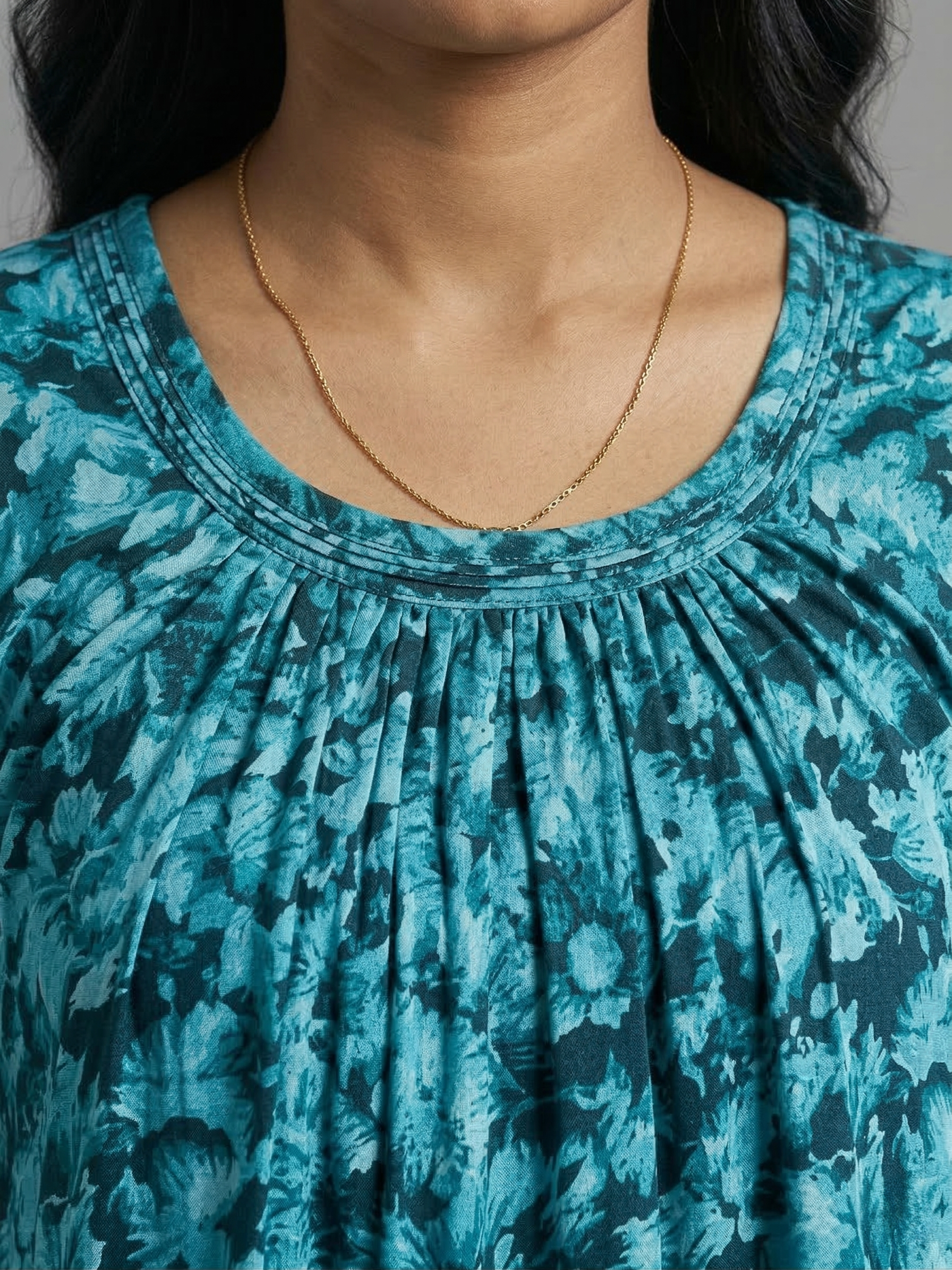 Teal Green Pure Cotton Nighty | Free Size | Limited Edition Design | Print 2
