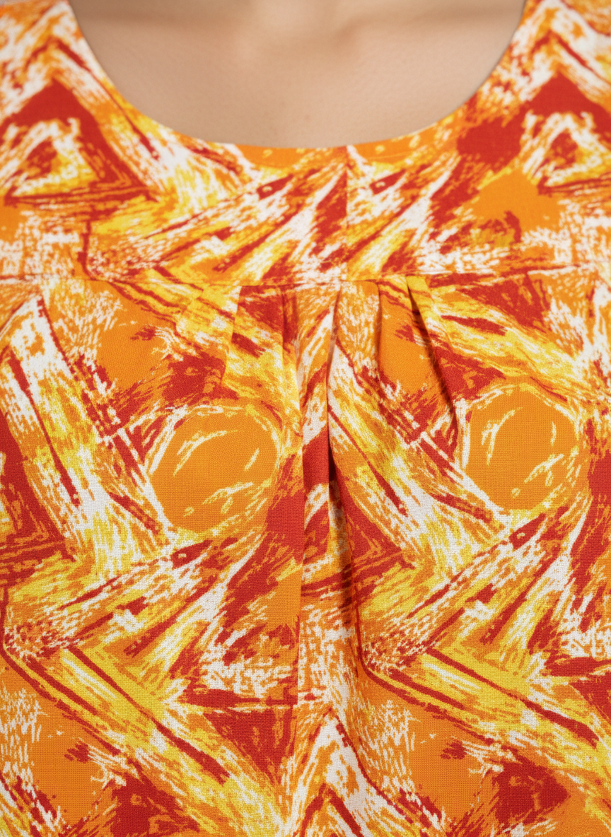 Daily Comfort Ankle-Length Cotton Nighty – Orange Floral Print 16