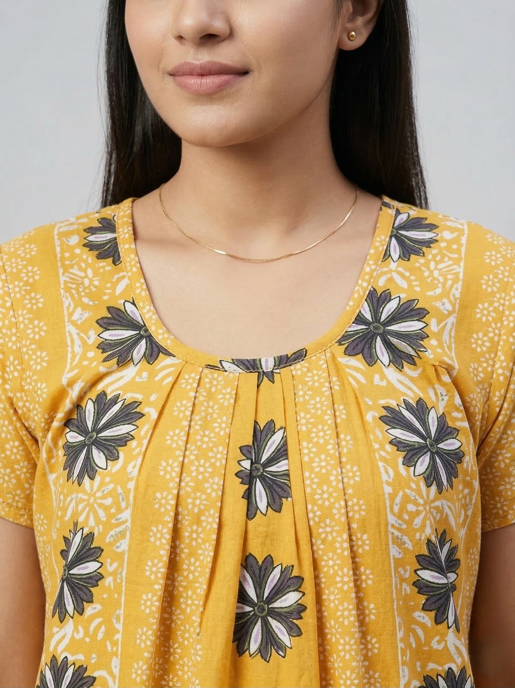 Yellow Pure Cotton Nighty | Free Size | Limited Edition Design | Print 3