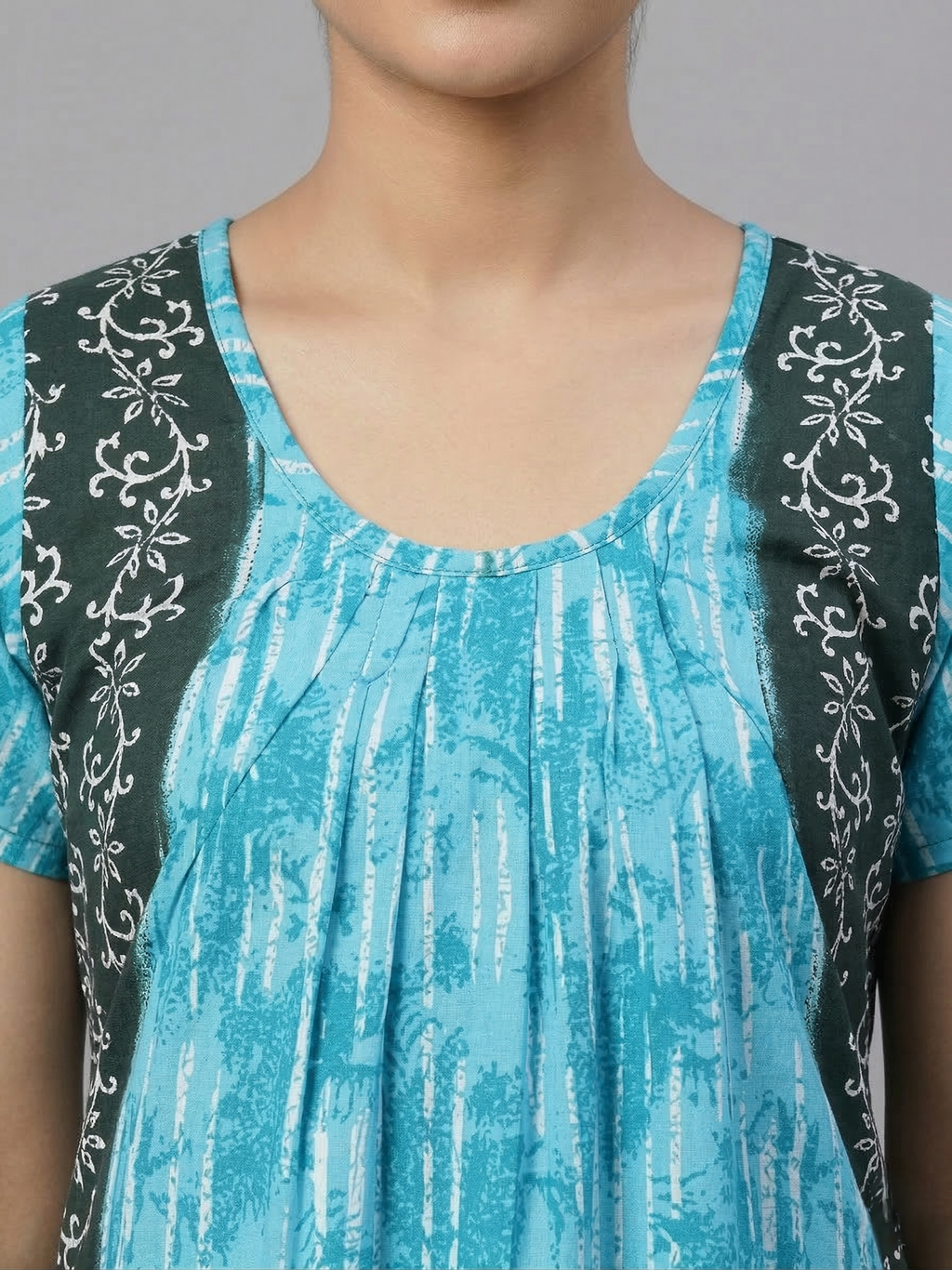 Teal Green Pure Cotton Nighty | Free Size | Limited Edition Design | Print 8