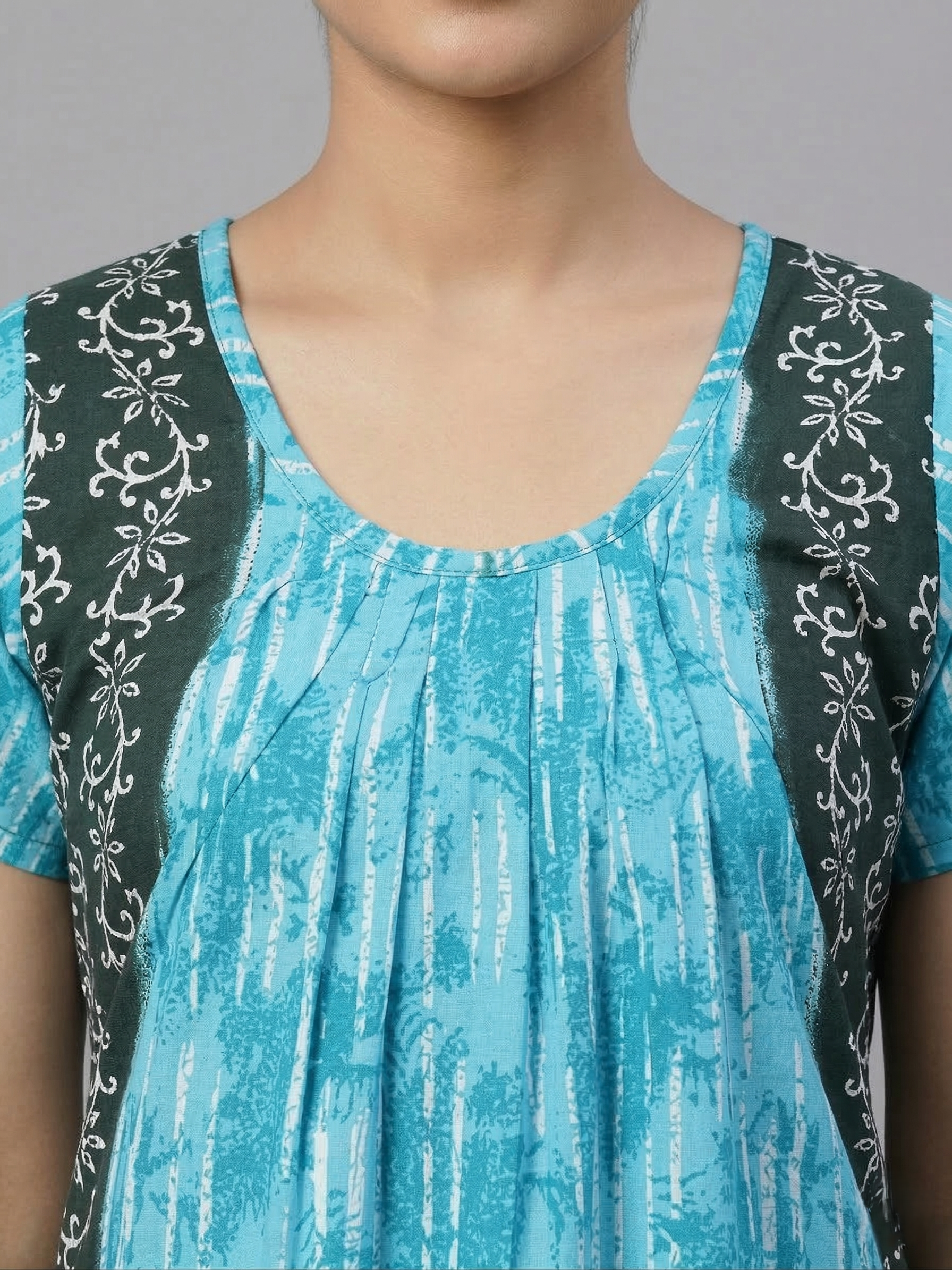 Teal Green Pure Cotton Nighty | Free Size | Limited Edition Design | Print 8
