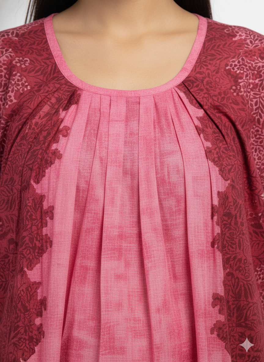 Daily Comfort Ankle-Length Cotton Nighty – Red Floral Print 23