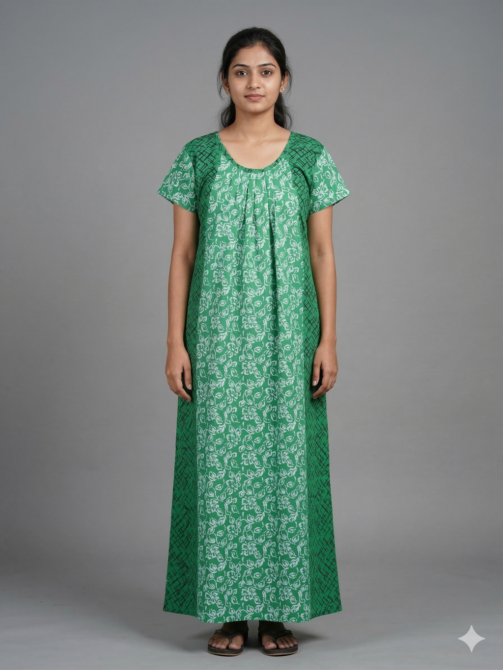 Pastel Comfort Combo – Light Pink, Brown & Dark Green Nighty Combo (Pack of 3)