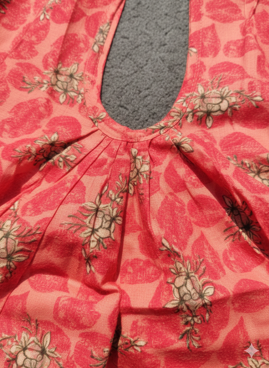 Daily Comfort Ankle-Length Cotton Nighty – Red Floral Print 22