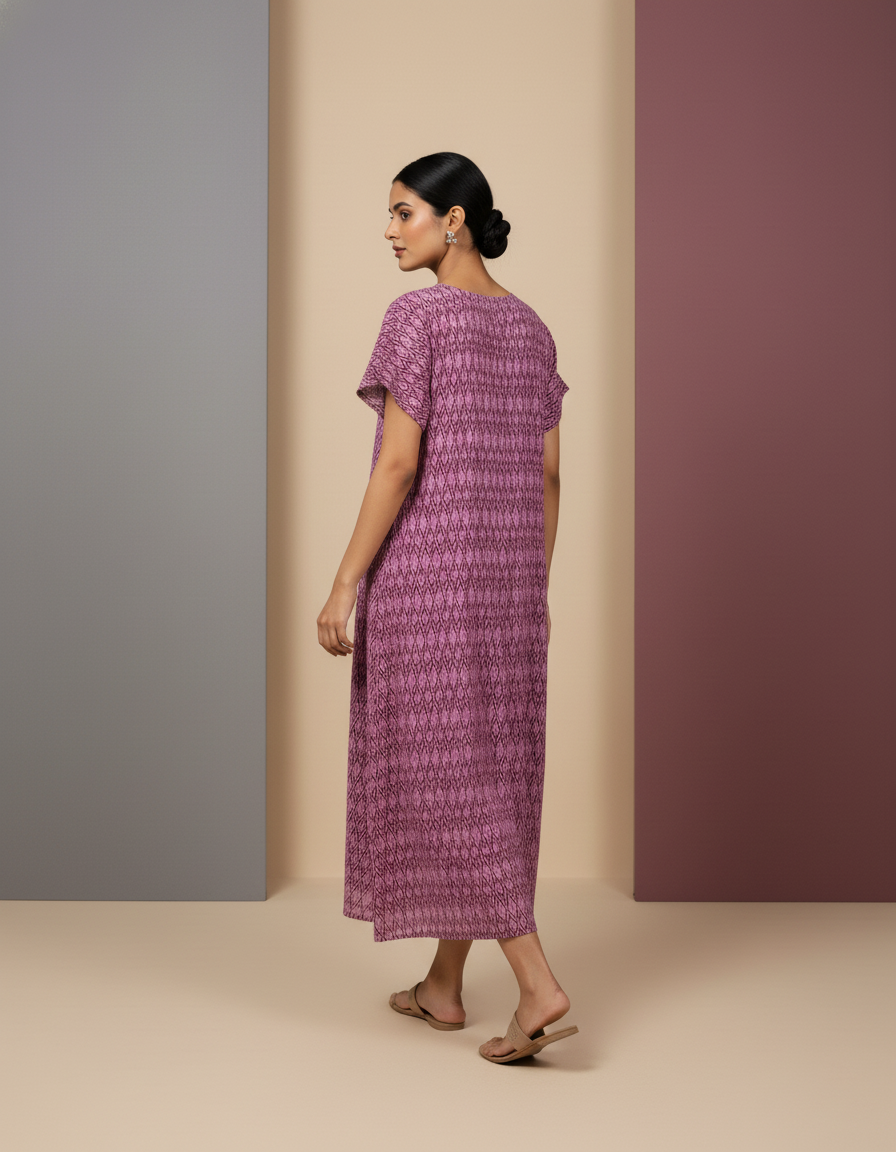 Maroon Pure Cotton Nighty | Free Size | Limited Edition Design | Print 5