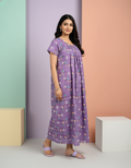 Purple Pure Cotton Nighty | Free Size | Limited Edition Design | Print 1