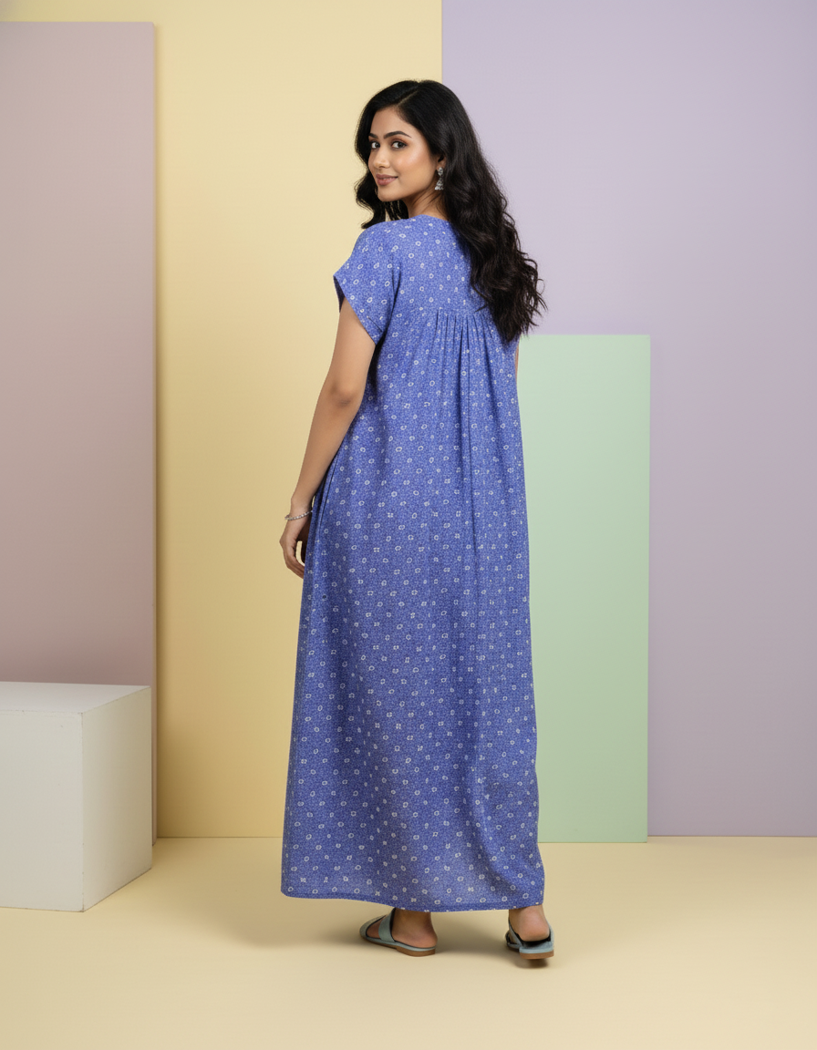 Purple Pure Cotton Nighty | Free Size | Limited Edition Design | Print 2