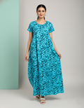 Teal Green Pure Cotton Nighty | Free Size | Limited Edition Design | Print 2