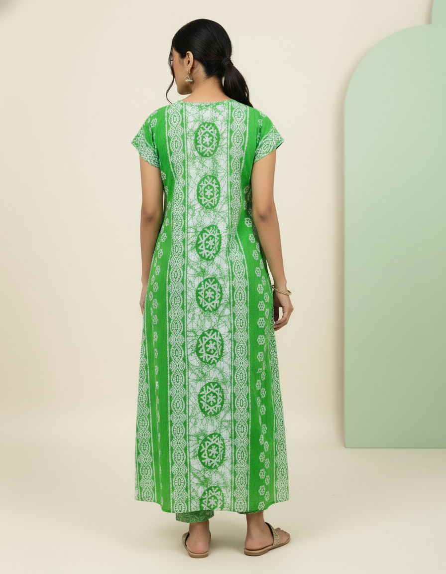 Green Pure Cotton Nighty | Free Size | Limited Edition Design | Print 5