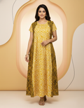 Yellow Pure Cotton Nighty | Free Size | Limited Edition Design | Print 5