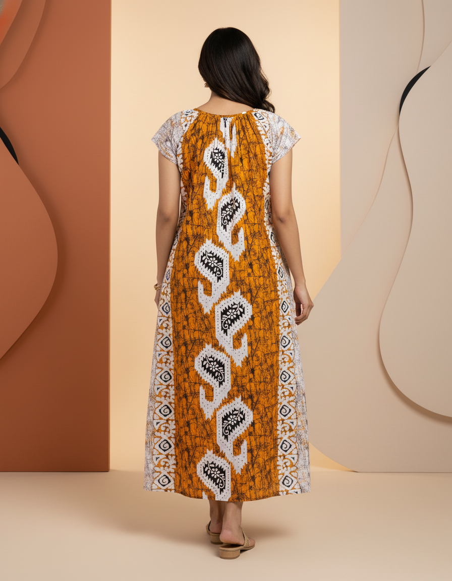 Yellow Pure Cotton Nighty | Free Size | Limited Edition Design | Print 6