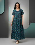 Blue Pure Cotton Nighty | Free Size | Limited Edition Design | Print 2