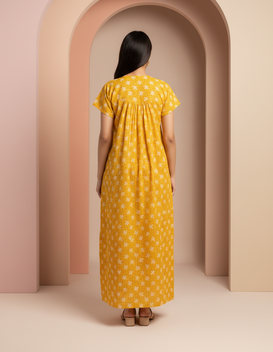 Orange Pure Cotton Nighty | Free Size | Limited Edition Design | Print 4