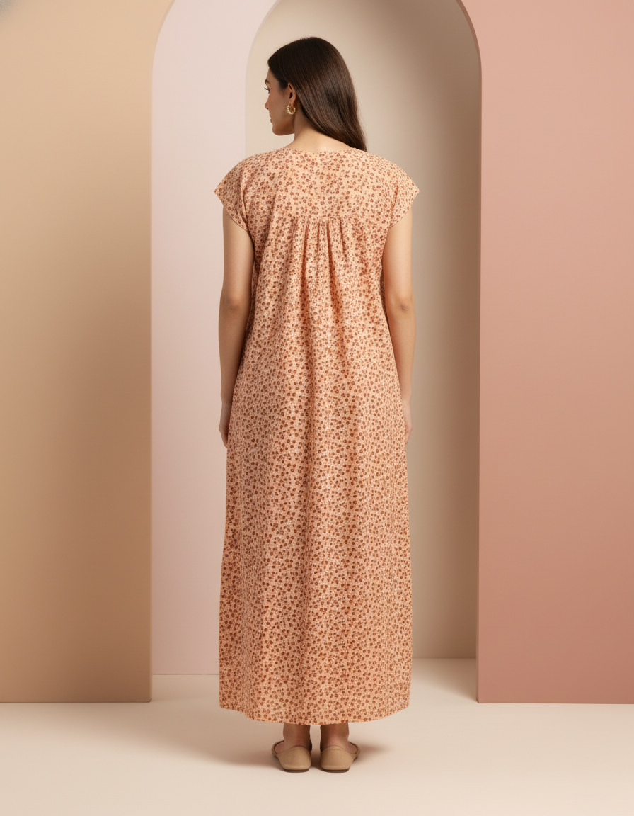 Orange Pure Cotton Nighty | Free Size | Limited Edition Design | Print 5