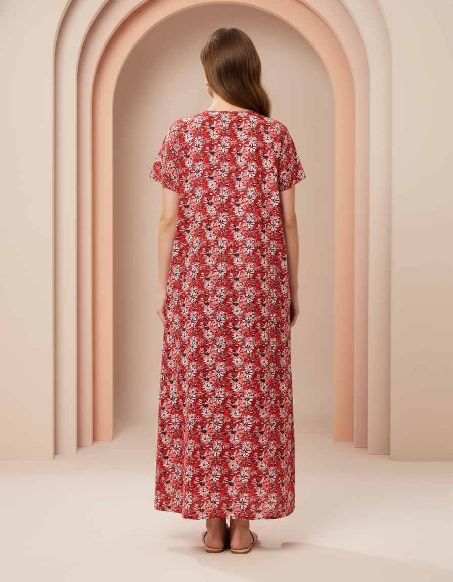 Orange Pure Cotton Nighty | Free Size | Limited Edition Design | Print 10