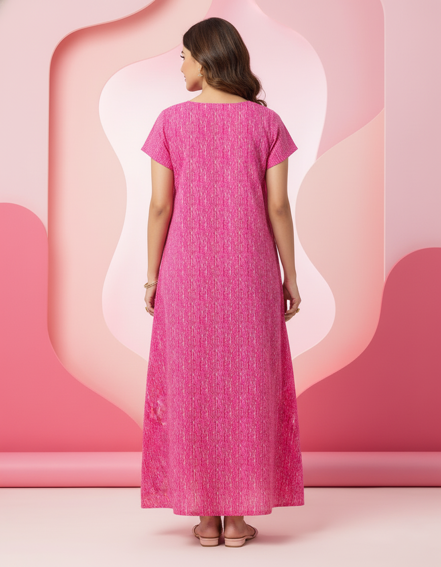Pink Pure Cotton Nighty | Free Size | Limited Edition Design | Print 5