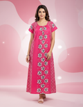 Pink Pure Cotton Nighty | Free Size | Limited Edition Design | Print 7