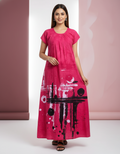 Pink Pure Cotton Nighty | Free Size | Limited Edition Design | Print 14