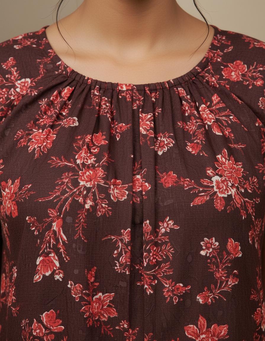 Maroon Pure Cotton Nighty | Free Size | Limited Edition Design | Print 8