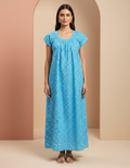 Sky Blue Pure Cotton Nighty | Free Size | Limited Edition Design | Print 3