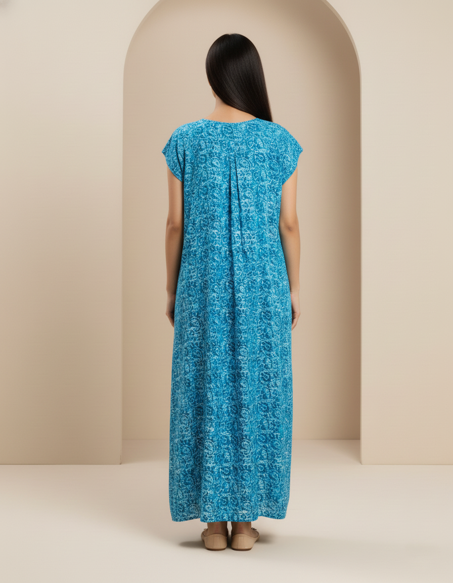 Sky Blue Pure Cotton Nighty | Free Size | Limited Edition Design | Print 8