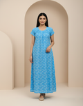 Sky Blue Pure Cotton Nighty | Free Size | Limited Edition Design | Print 9
