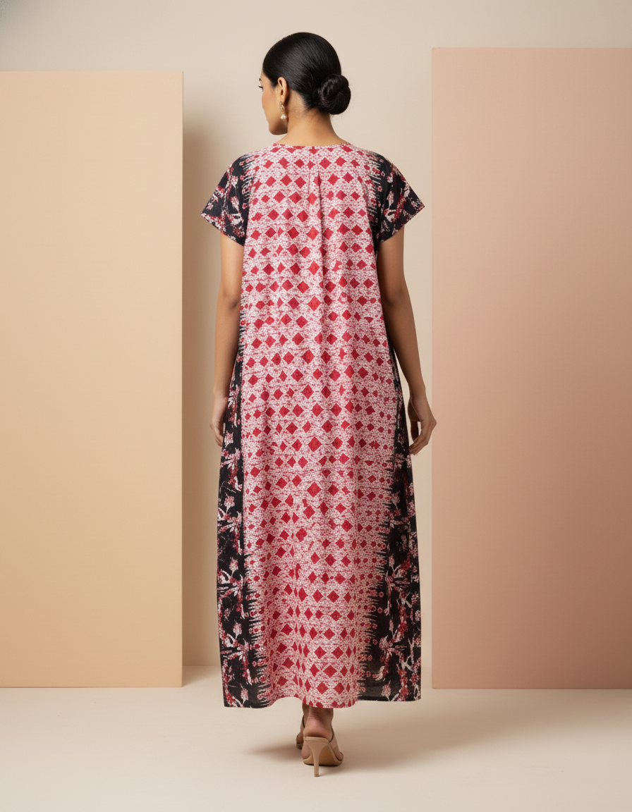 Red Pure Cotton Nighty | Free Size | Limited Edition Design | Print 6