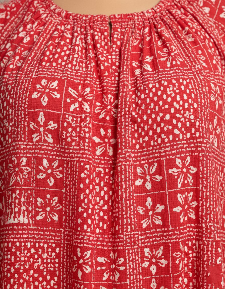 Red Pure Cotton Nighty | Free Size | Limited Edition Design | Print 7