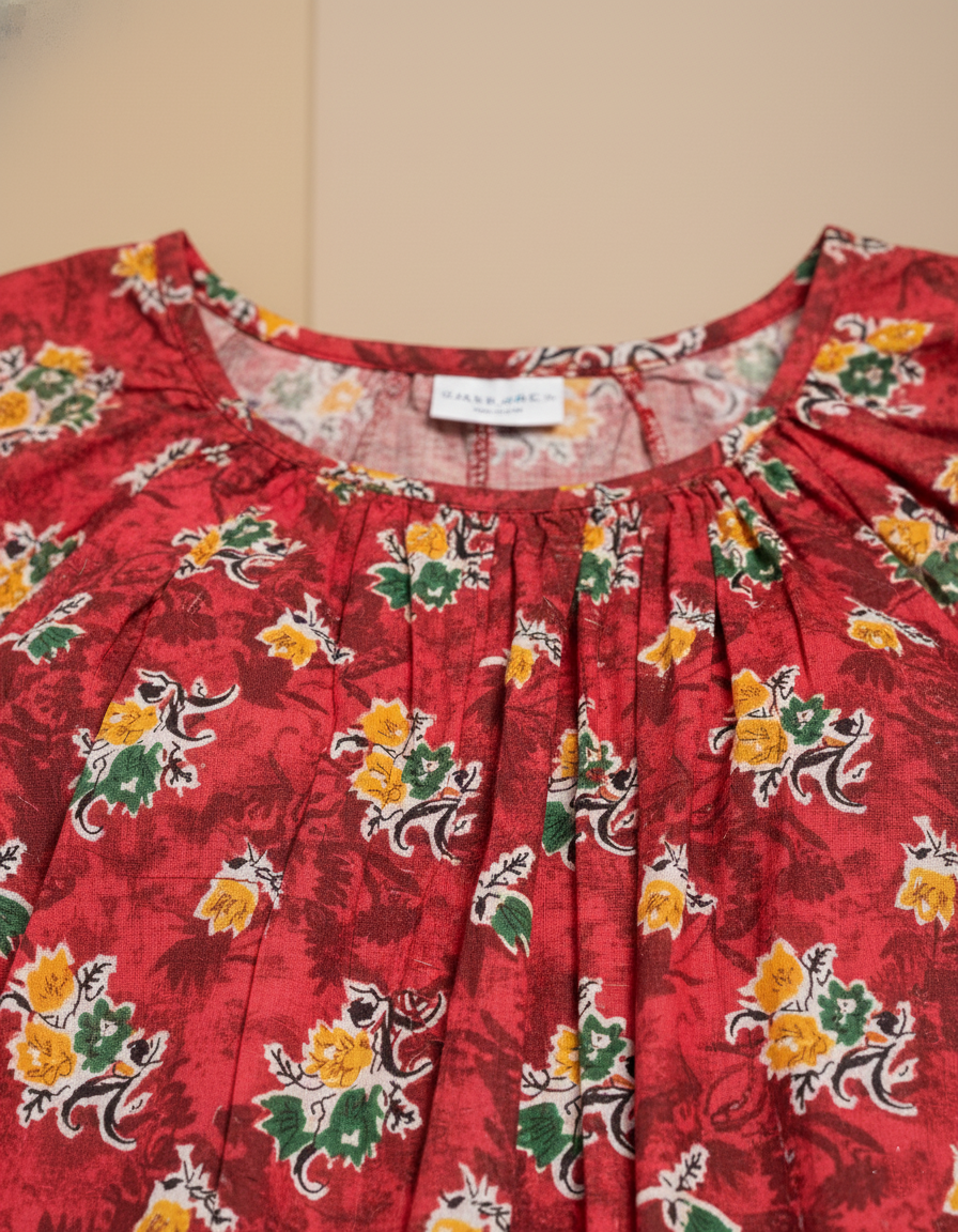 Red Pure Cotton Nighty | Free Size | Limited Edition Design | Print 9
