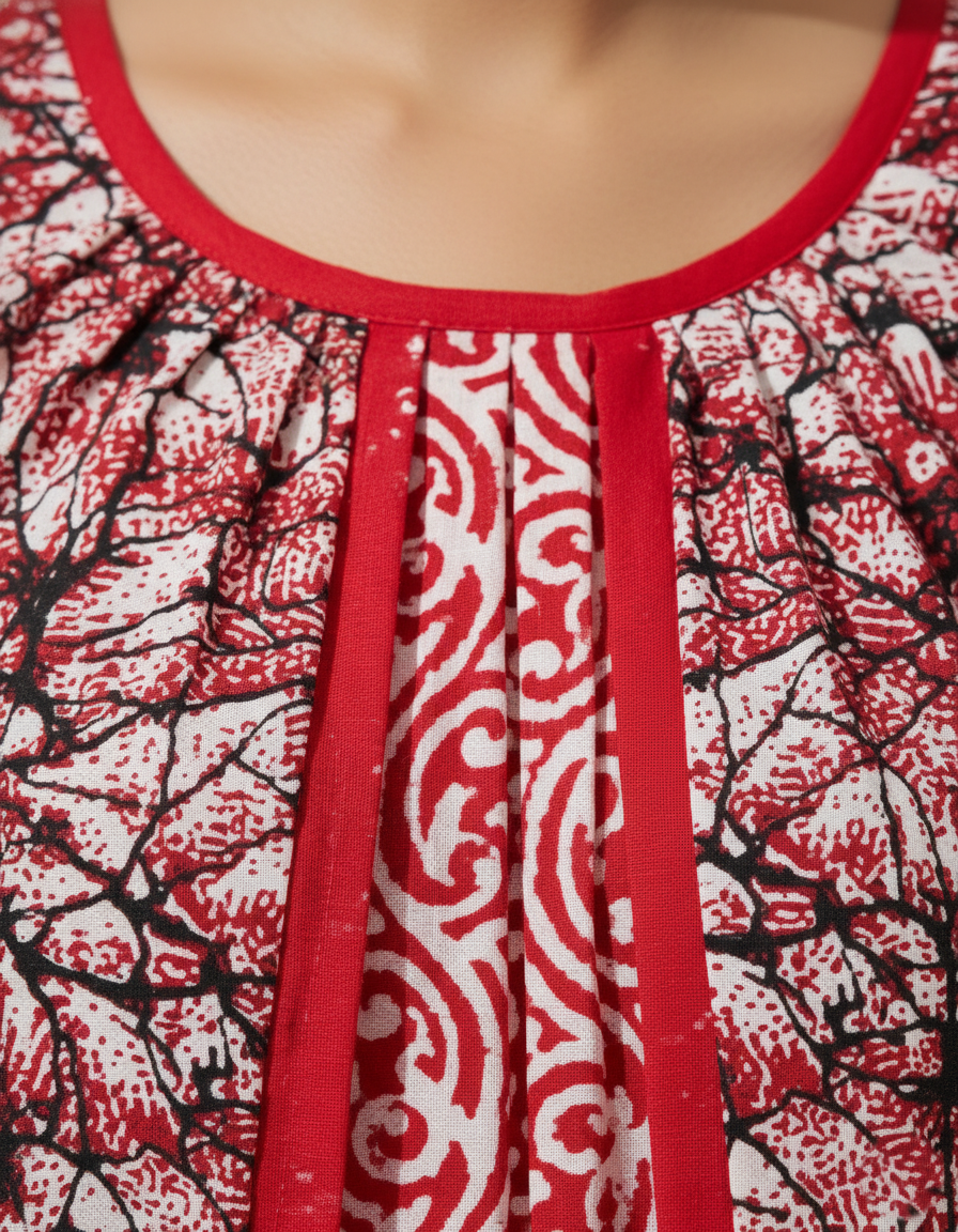 Red Pure Cotton Nighty | Free Size | Limited Edition Design | Print 11