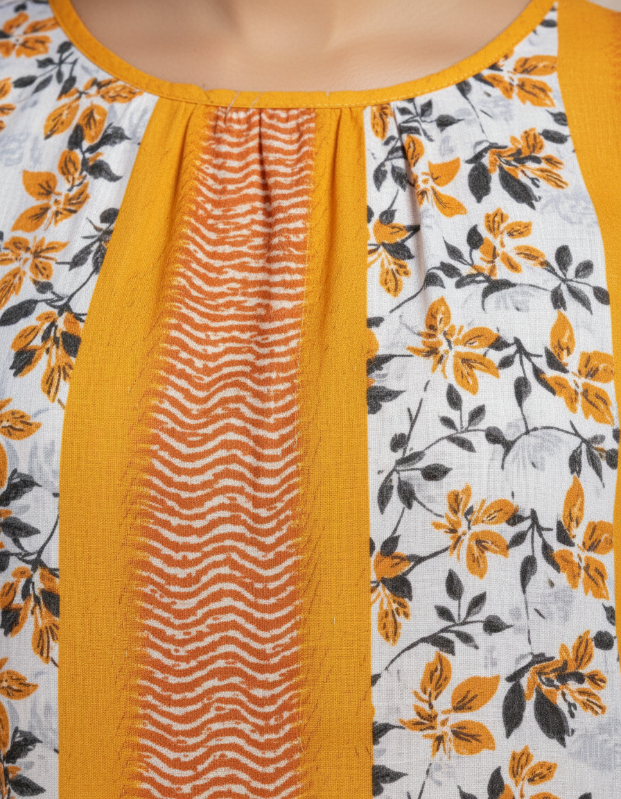 Yellow Pure Cotton Nighty | Free Size | Limited Edition Design | Print 12