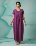 Purple Pure Cotton Nighty | Free Size | Limited Edition Design | Print 8