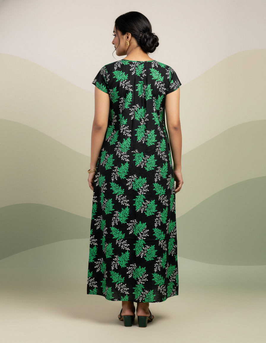 Green Pure Cotton Nighty | Free Size | Limited Edition Design | Print 9