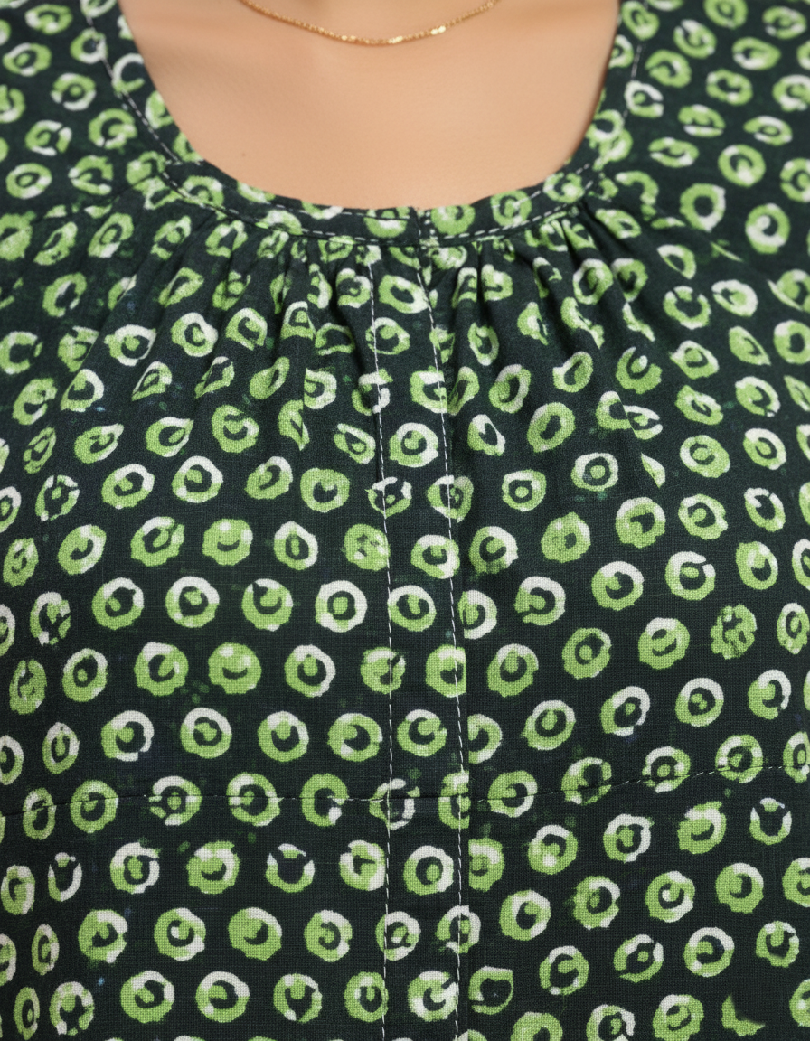 Green Pure Cotton Nighty | Free Size | Limited Edition Design | Print 10