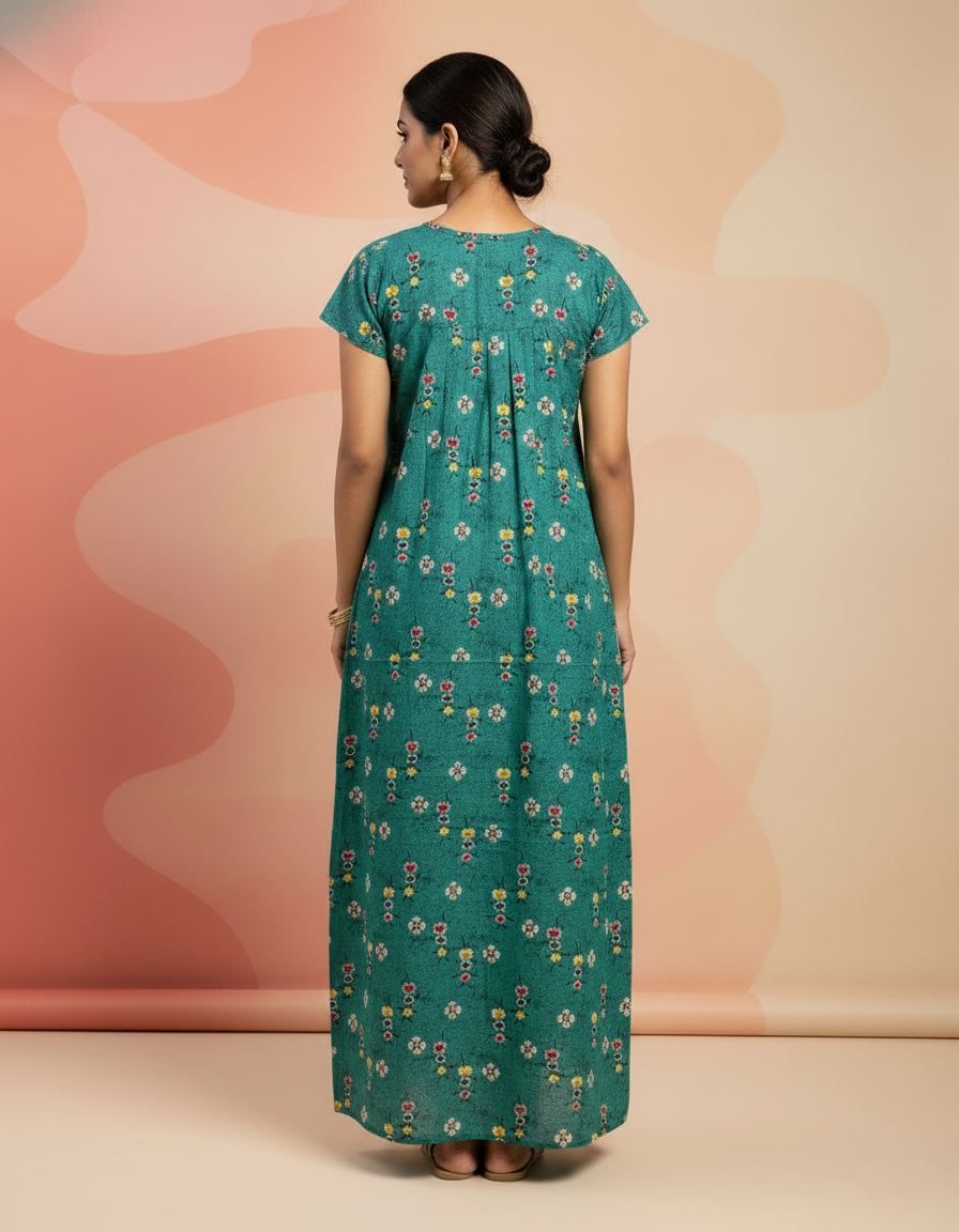 Green Pure Cotton Nighty | Free Size | Limited Edition Design | Print 11