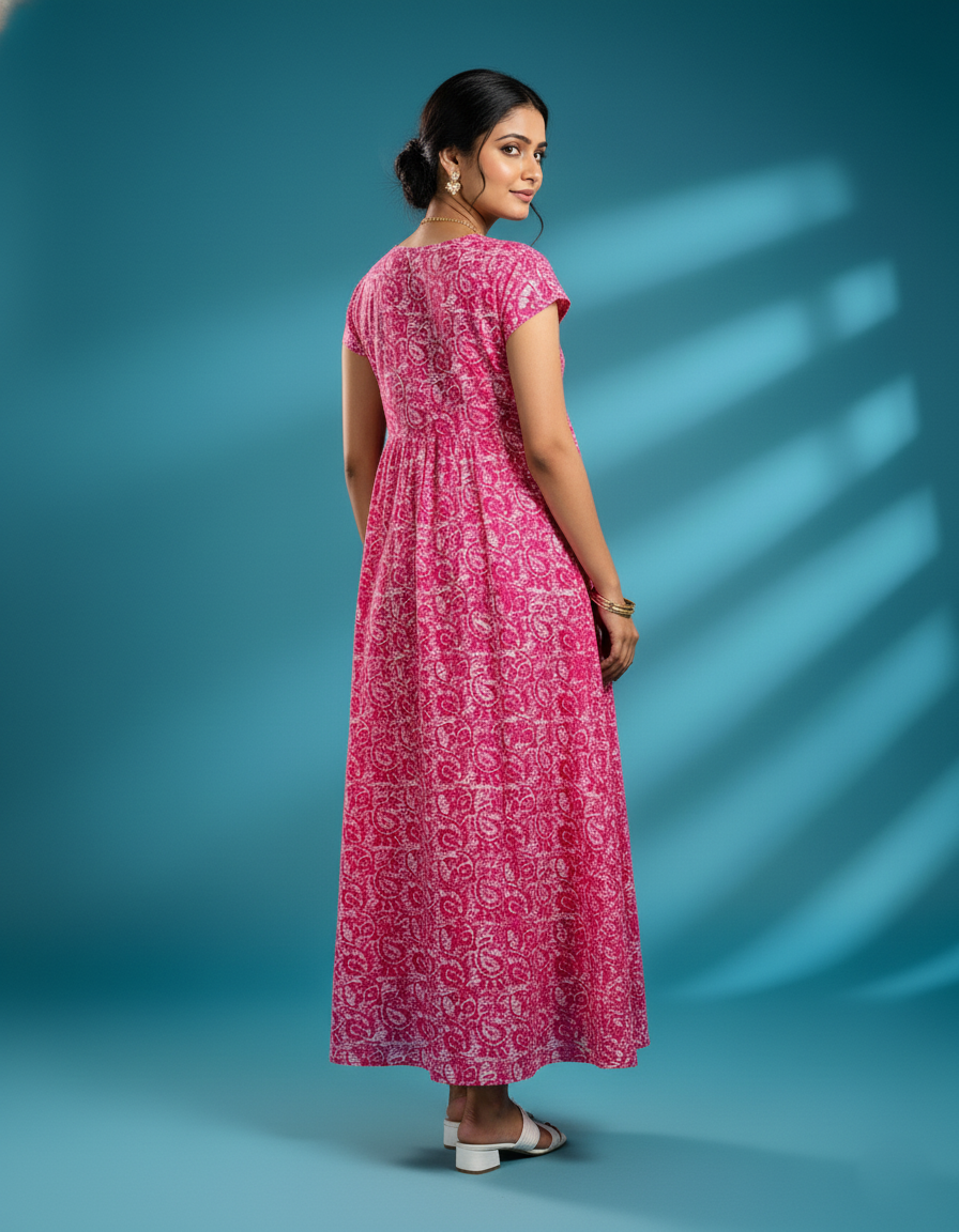 Pink Pure Cotton Nighty | Free Size | Limited Edition Design | Print 17